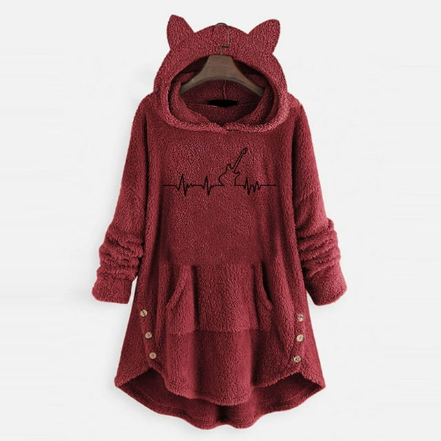 Ruimatai Mode Chandails à Capuche d'Hiver Chauds pour Femmes, Imprimé Patchwork Léopard, Manteau à Capuche en Peluche Irrégulier, Hauts