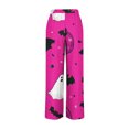 thumbnail image 6 of WXLWZYWL Halloween Pants for Women Women's Comfy Stretch Pants Casual Palazzo Sweatpants Bat Print Drawstring Wide Leg Pant Lounge Elastic Waist Sweatpant, 6 of 6