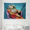 thumbnail image 1 of Astronaut Tapestry, Retro Inspired Space Lady with Purse on a Chair Girl Power Womens Day, Wall Hanging for Bedroom Living Room Dorm Decor, 80W X 60L Inches, Petrol Blue Multicolor, by Ambesonne, 1 of 2
