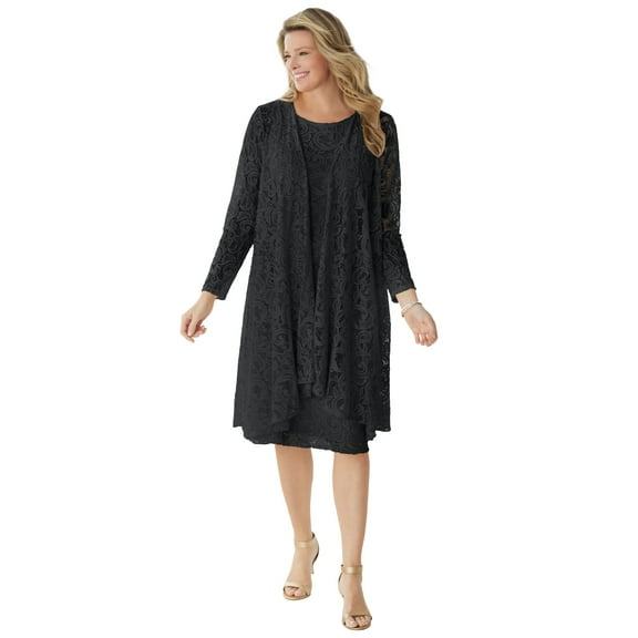 Woman Within Plus Size 2 Piece Lace Jacket Dress