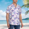 thumbnail image 3 of Pofeuu white Skull crystal flower Print Hawaiian Shirt for Men Sleeves Casual Button Down Summer Beach Dress Shirts T-Shirts,Medium, 3 of 7