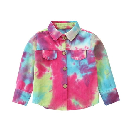 

CNGELG Children Toddler Winter Girls Long Sleeved Jacket In Tie Dyed Color Outwear For Babys Clothes
