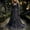 Dark Gray, variant on Women's Halloween Dress Long Sleeve V Neck Gothic Print Maxi Dress Skeleton Rose A-Line Flowy Party Dress XS-5XL