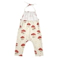 thumbnail image 2 of Girls' Jumpsuits Rompers Summer Casual Sleeveless Rompers With Pockets Spaghetti Strap Romper Cute Mushroom Pattern with Daisies 6T, 2 of 5