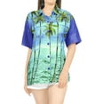 thumbnail image 5 of LA LEELA Women's Casual Beach Hawaiian Blouse Shirt Tropical Blouses Button Up Short Sleeve Dress Tops Tee Shirts Dresses for Women S Tall Branch, Blue, 5 of 5