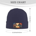 thumbnail image 3 of LNWH Knitted Acrylic Hat, Aesthetic Abstract Foxs Pattern Winter Beanie Hat for Cold Weather, Navy Blue, 3 of 8