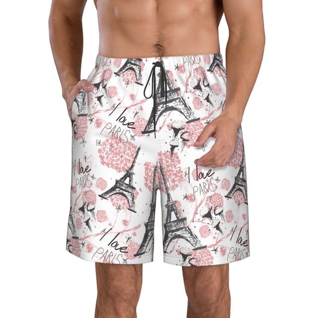 Fotbe Paris Trajes de Baño Estampados para Hombre, Shorts de Verano de Secado Rápido, Ropa de Playa, Bañadores-3X-Large