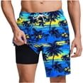 thumbnail image 2 of Aobny Mens Shorts with Liner Board Hawaiian Shorts Big & Tall Slim Casual Fashion Clothing,Blue,XXXL, 2 of 6