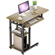 Jitnetiy Height Adjustable Computer Desk with Wheels, C-Shape Laptop Table with Storage Shelves Mobile Side Computer Table for Sofa and Bed