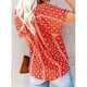 thumbnail image 4 of Blusa estampada con botones para mujer, manga corta, cuello en V, blusa informal con estampado elegante para el trabajo, fiesta diaria, 4 of 6