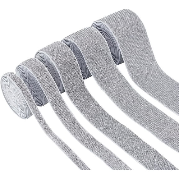 10 Yards Silver Glitter Elastic Bands Gainsboro Flat Elastic Band for Sewing Crafts 10mm/20mm/31mm/40mm/50mm Heavy Stretch Straps Fabric Elastic Band for Clothes Sewing Garment DIY Craft