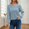 thumbnail image 3 of DuoJiaJ Women's Long Sleeve Blouse Spring Lightweight Sweater Business Casual Lace Top Trendy Fall Fashion Clothing Fall Womens Clothes Blue S, 3 of 5