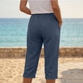 thumbnail image 4 of Casual Pants for Women Women's Fashionable And Casual Summer Elastic High Waisted Solid Color Cotton And Linen Loose Trousers, 4 of 6