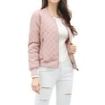 thumbnail image 5 of INSPIRE CHIC Women's Stand Collar Zip Up Raglan Sleeves Bomber Quilted Jacket XS Pink, 5 of 7