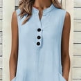 thumbnail image 7 of snilers Cotton Linen Dresses for Women Summer Sleeveless V Neck Button Down Tank Dress Flowy Beach Midi Sundress with Pockets S-2XL, 7 of 7