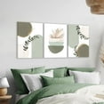 thumbnail image 5 of Modern Nordic Green Minimalist Watercolor Leaf 12"x16" Abstract Canvas Art Prints Set of 3, 5 of 6
