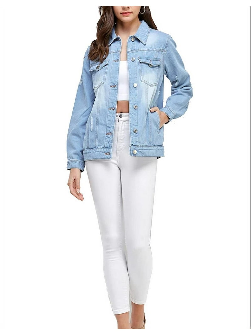 Women's Classic Casual Cotton Lightweight Distressed Denim