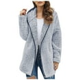 thumbnail image 3 of TKLPEHG Fleece Jacket for Women Hooded Cardigans Open Front Fleece Jacket with Pockets Casual Sherpa Coats Cardigan Hoodies (Blue,XL), 3 of 3