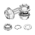 thumbnail image 1 of M6 x 12mm 10Pcs Flanged Hex Head Bolts with Nuts, Flat & Lock Washers, Silver, 1 of 7