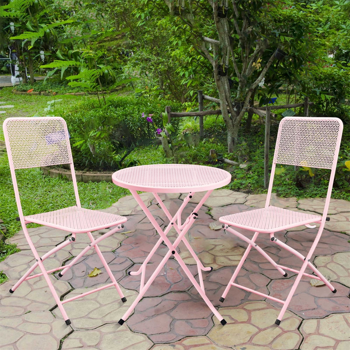 Pink bistro table and chairs hot sale