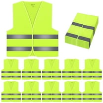 Armscye 10 Pack Hi Vis Safety Vests, Reflective High Visibility Guard Construction Vests with 2 Reflective Strips for Traffic Work, Running, Surveyor and Security
