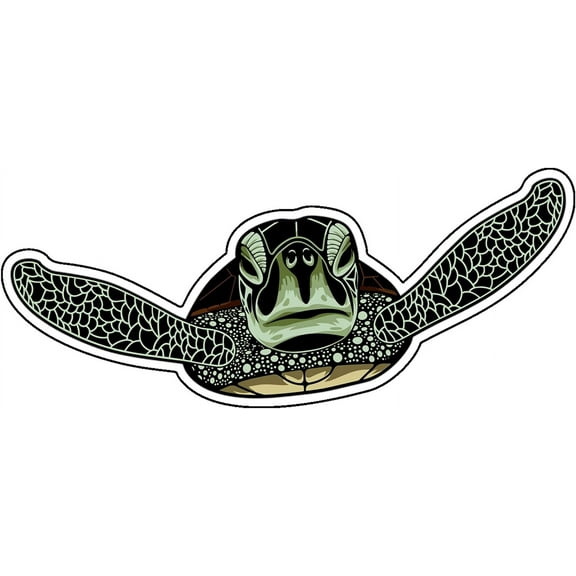 WickedGoodz Green Sea Turtle Vinyl Decal - Ocean Bumper Sticker - for Laptops Tumblers Windows Cars Trucks Walls