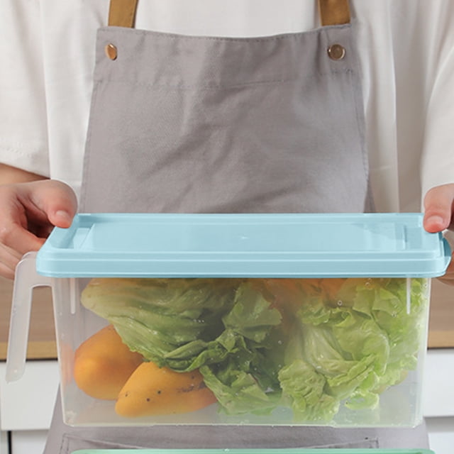 Dvkptbk Large Plastic Transparent Covered Refrigerator Vegetable and Fruit Sorting Storage Food Storage Box Rectangular Refrigerator Drawer Organizer Fresh Box home decor