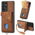thumbnail image 1 of ELEHOLD Wallet Case&nbsp;for Samsung Galaxy S23 Ultra,with Card Slots Detachable Wrist Strap Premium Leather Wallet Phone Case Work with Magnetic Car Mount,Brown, 1 of 8
