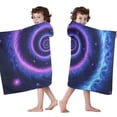 thumbnail image 4 of Blue Purple Tie Dye Mandala Pattern Hooded Bath Towel，50"x30" for Ages 3 To 12 Kids, Quick Dry Lightweight Soft Microfiber Hood Beach Towel Cover Up for Kids, 4 of 7