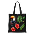 thumbnail image 1 of NUDECOR Toile Sac Cabas Coloré Abstrait Toucan et Fleurs Tropicales Feuilles Banane Verte Réutilisable Épaule Épicerie Sacs à Main, 1 of 1