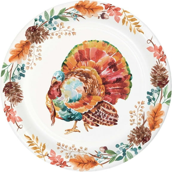 Tasteful Turkey 7-inch Paper Plates 8 Per Pack