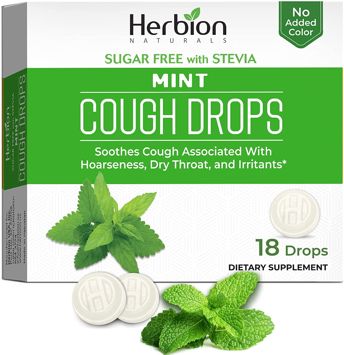 Herbion Naturals Sugar Free Cough Drops with Mint Flavor 18Ct 