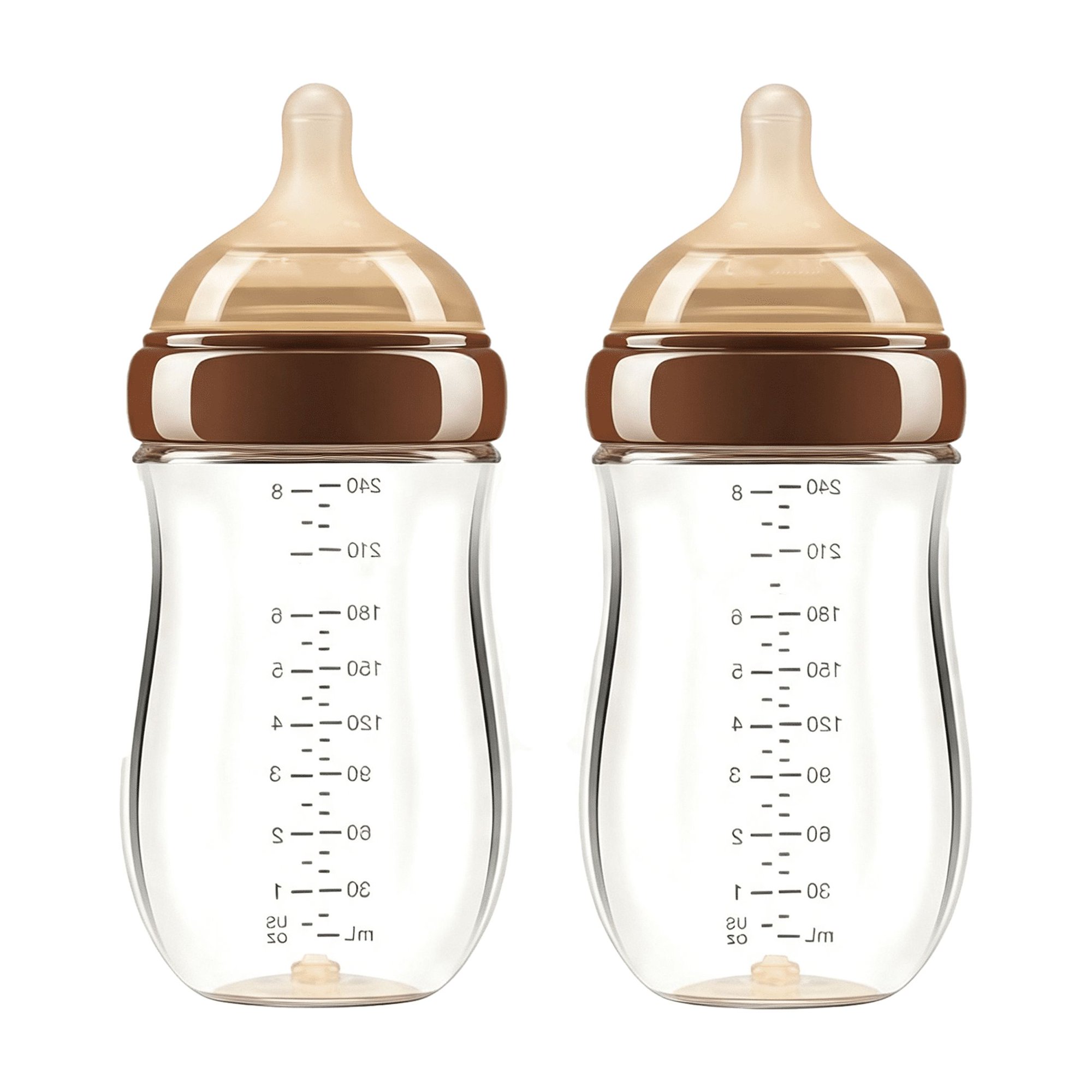 XIRQI Anti-Colic Glass Baby Bottle for Breastfed Infants,Natural Feeding,Breast-Like Newborn Slow Flow Nipple(3M+),8 Oz,Glass Baby Bottle 2 Pack