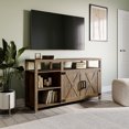 thumbnail image 2 of BELLEZE 58" Modern Farmhouse TV Stand for TVs Up to 65", Double Barn Door Entertainment Center with Storage Shelves and Cabinets - Preston (Rustic Oak), 2 of 7