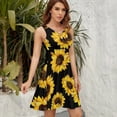 thumbnail image 5 of Sunflower Black Background Sleeveless Dress Women Summer Evening Dresses Ladies Sundress, 5 of 7
