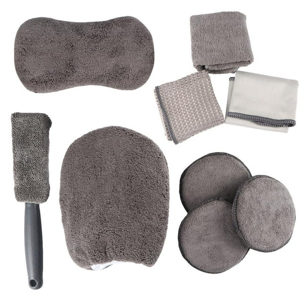 Riwesomey Kit de limpieza de coche de 9 uds, herramientas, toalla de microfibra, detalle, cepillo para rueda de coche, esponja para encerar, combinación Automoción decorativa y accesorios Riwesomey VI004282-00