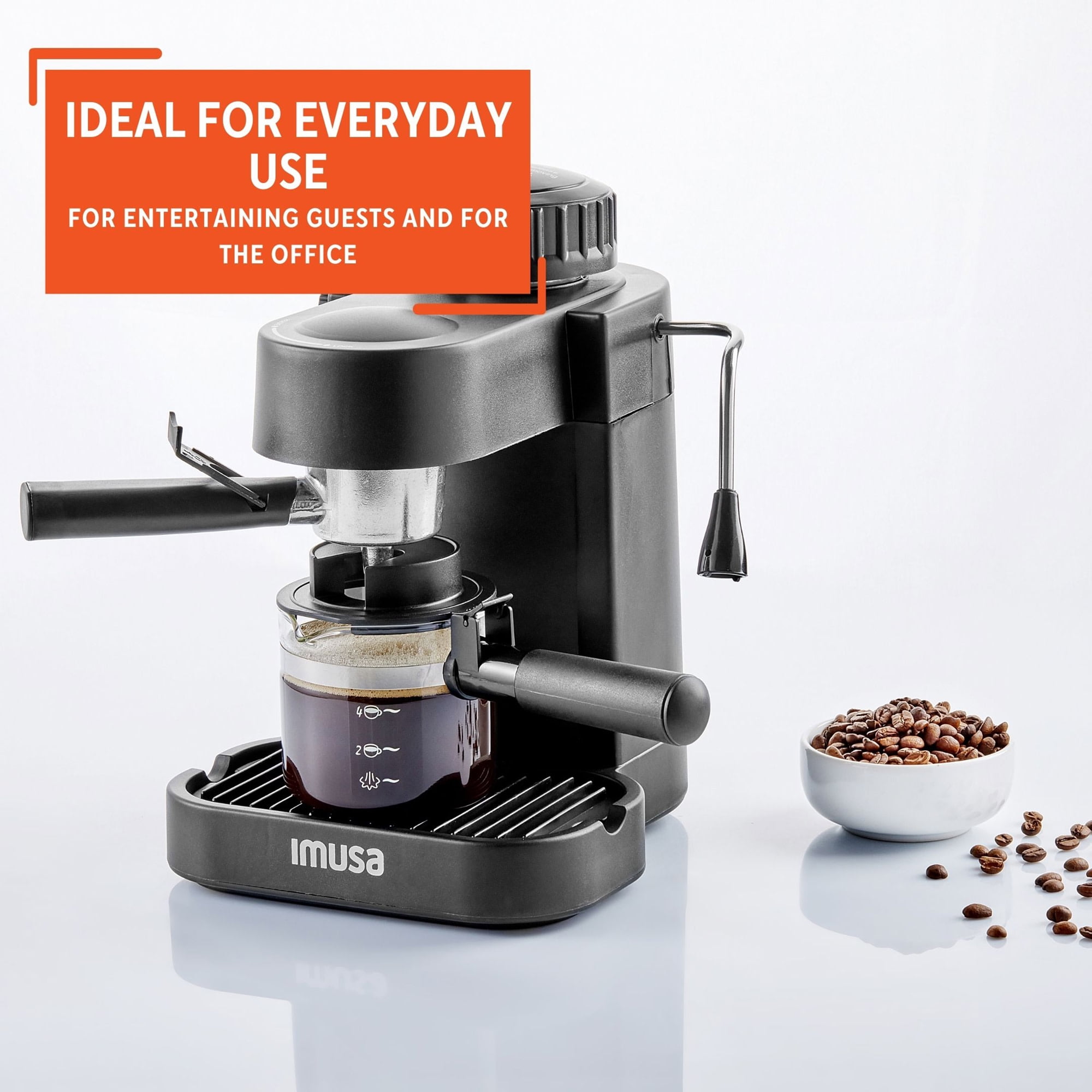 IMUSA 4cup Electric Espresso Cappuccino Maker, Black