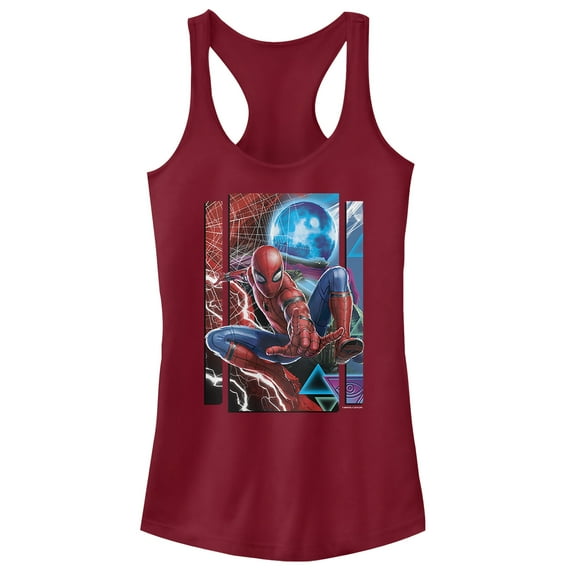 Junior's Marvel Spider-Man: Far From Home Battle Buds  Racerback Tank Top Scarlet X Small