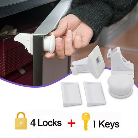 10pcs Set Child Safety Locks 4 Locks 1 Key Proofing Magnetic