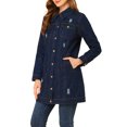 thumbnail image 4 of MODA NOVA Juniors Casual Long Sleeve Button Down Long Distressed Denim Jacket, 4 of 5