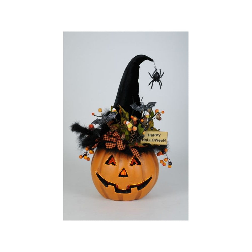 Karen Didion Lighted Fiber Optic Pumpkin Decor, 22 Inches