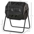 thumbnail image 3 of Outdoor 360 Degree Dual Chamber Tumbling Composter 43 Gallon Black Rotating Compost Bin, 3 of 7
