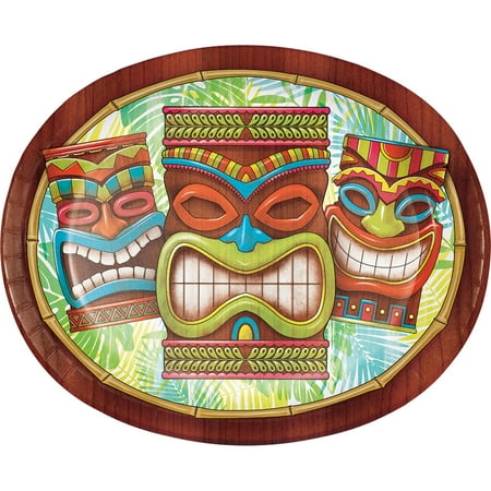Tiki Plates - Tiki Time 8 Ct Banquet Platter Oval Paper Plates Summer Pool Party Luau