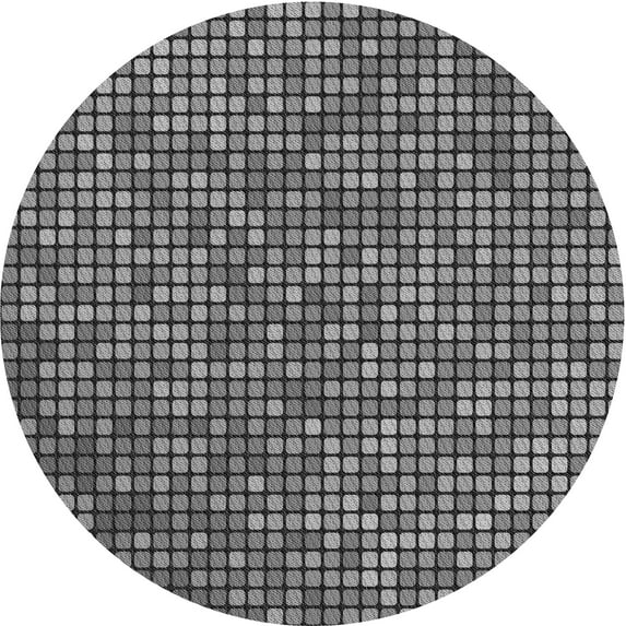 Ahgly Company Machine Washable Indoor Square Transitional Black Area Rugs, 3' Square