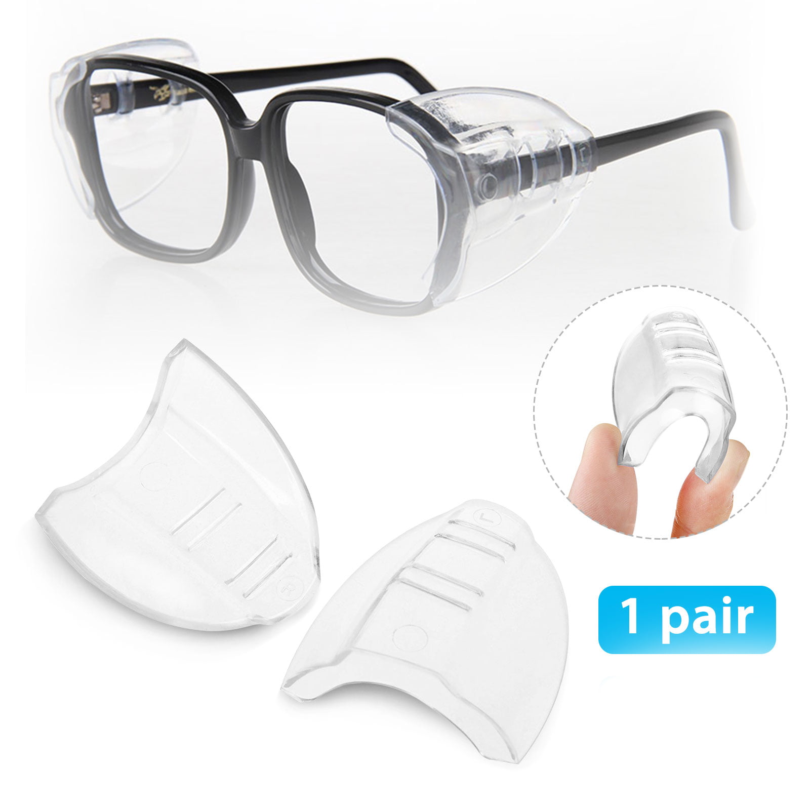 Kwartz 6 Pair Safety Eye Glasses Side Shields Clear Flexible Slip On Shield Fits Small to Medium Eyeglasses