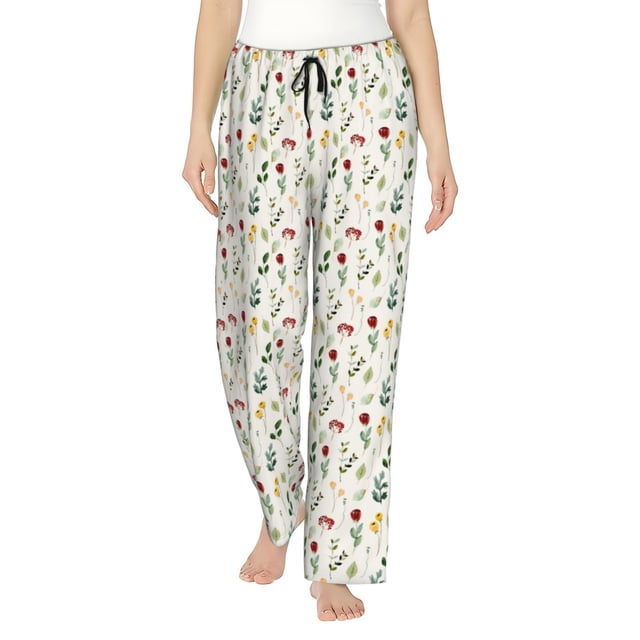 Balery Mini Wildflower Watercolor Pantalones de pijama para mujer, pijamas ultraligeros, pantalones de estar por casa-Medium