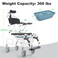ARKANTOS Bedside Commode Chair, Tilt 30°Shower Commode Wheelchair, 4in