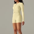 thumbnail image 5 of DailyTrove Women's Zip-Up Long Sleeve Bodycon Romper - Slim Fit, Solid Color, Spring & Casual Street Wear,Beige, 5 of 5