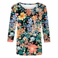 thumbnail image 5 of CYMMPU Spring Tops Crew Neck Fall Trendy Shirts Tunic Tops Boho Blouses for Women Dressy Casual 3/4 Sleeve Floral Pattern Loose Fit Lightweight Basic Tees Multicolor XXL, 5 of 5