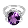 thumbnail image 2 of Mauli Jewels Women's 4.53 Carat Amethyst and Diamond Flower Ring in 10K White Gold, 2 of 6
